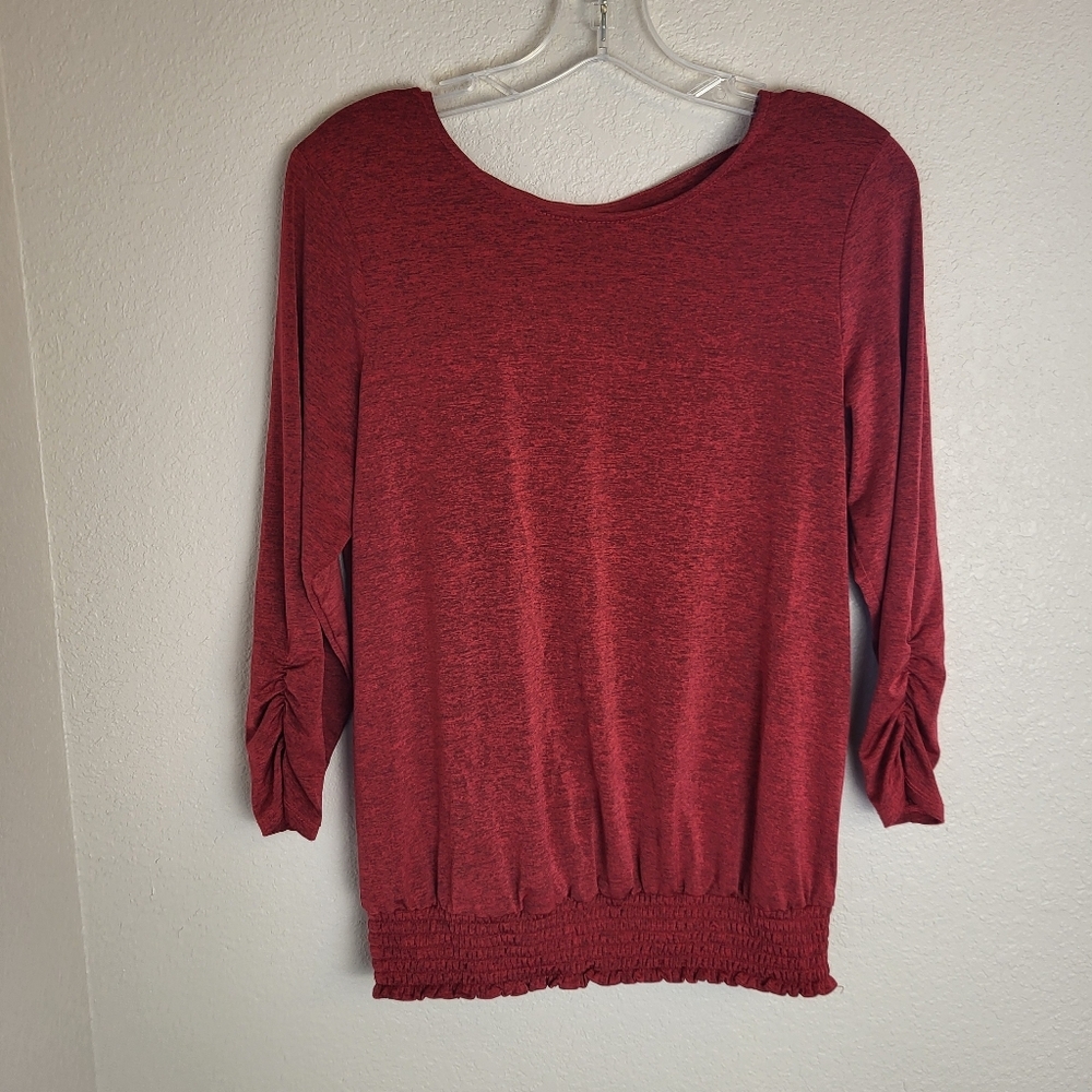 Apt 9 Women's Top Red with 3/4 Sleeves Size M Lattice Back Cutout - Picture 1 of 9